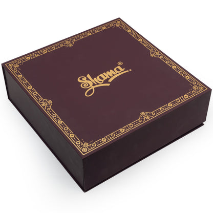 Maroon decorative box with gold accents and 'Elma' branding on a white background